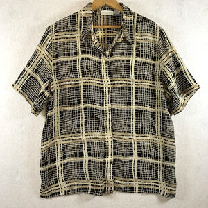 Vintage Womens Boxy Button Top Sz 18 Ethnic Inspired Artsy Boho Travel Office